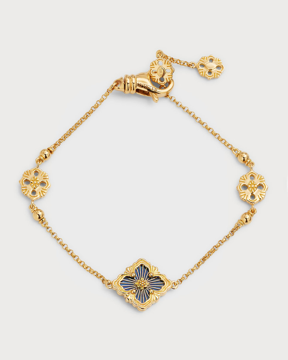 Opera Tulle 18K Gold Blue Enamel Flexible Bracelet